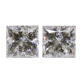 2.70 cttw Pair of Princess Cut Natural Diamonds : J / I1