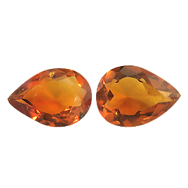 1.34 cttw Pair of Pear Shape Citrines : Deep Orange