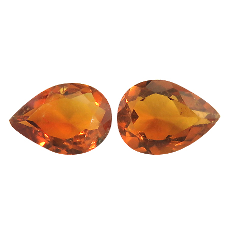 1.34 cttw Pair of Pear Shape Citrines : Deep Orange