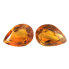 1.23 cttw Pair of Pear Shape Citrines : Deep Orange