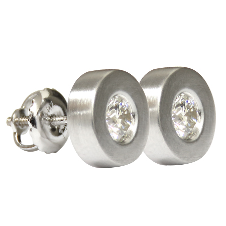 14K White Gold Stud Earrings : 0.40 cttw Diamonds