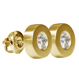 14K Yellow Gold Stud Earrings : 0.40 cttw Diamonds