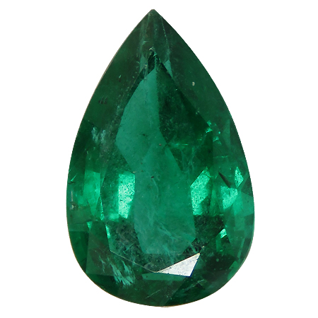 4.32 ct Pear Shape Natural Emerald : Deep Rich Green