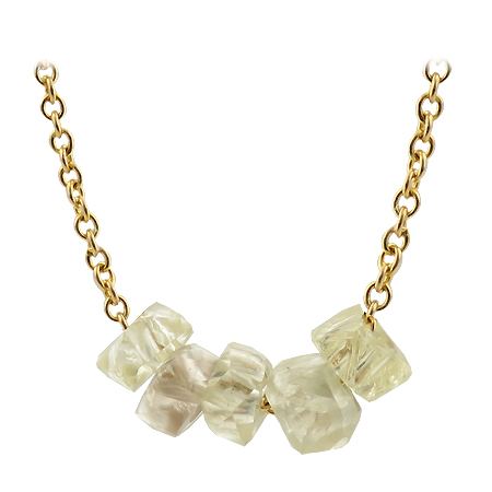 14K Yellow Gold Unisex Necklace : 4.00 cttw Rough Diamonds