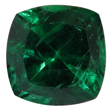0.59 ct Cushion Cut Emerald : Deep Rich Green