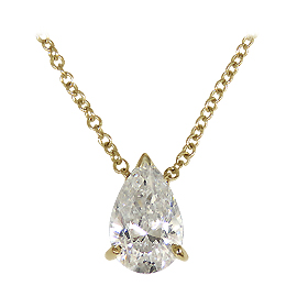 18K Yellow Gold Solitaire Pendant : 0.70 cttw Diamond