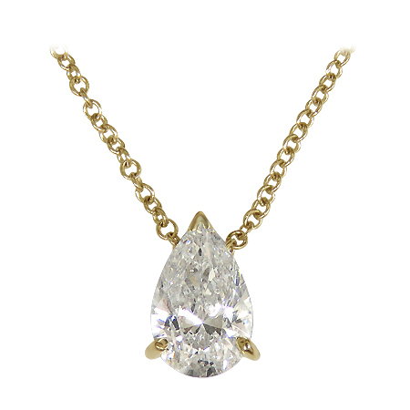 18K Yellow Gold Solitaire Pendant : 0.70 cttw Diamond