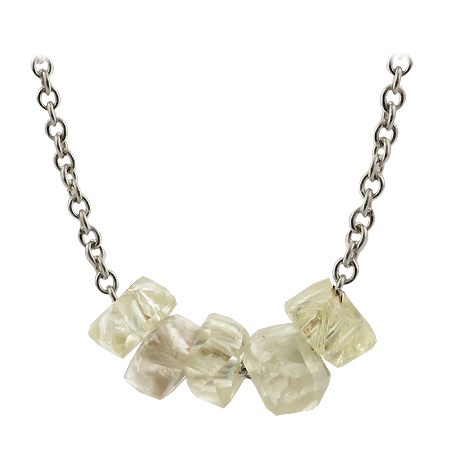 14K White Gold Unisex Necklace : 4.00 cttw Rough Diamonds