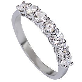 18K White Gold Multi Stone Ring : 3/4 cttw Diamonds