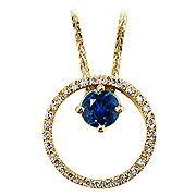 14K Yellow Gold 0.66cttw Sapphire & Diamond Pendant