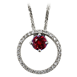 14K White Gold Drop Pendant : 0.66 cttw Ruby & Diamonds