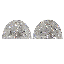 0.98 cttw Pair of Half Moon Natural Diamonds : E / SI1