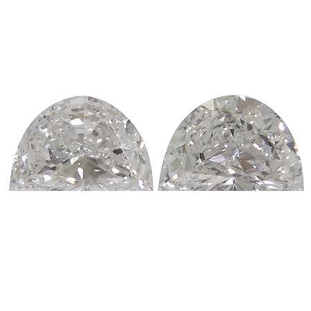 0.98 cttw Pair of Half Moon Natural Diamonds : E / SI1