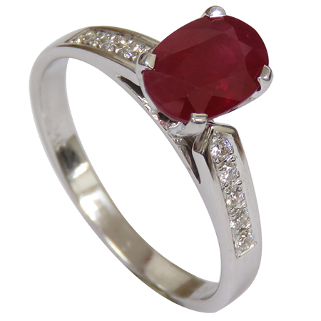 14K White Gold Multi Stone Ring : 2.22 cttw Ruby & Diamonds