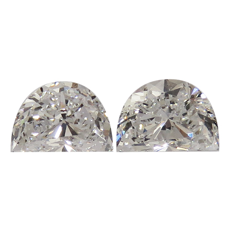 0.87 cttw Pair of Half Moon Natural Diamonds : E / VS1