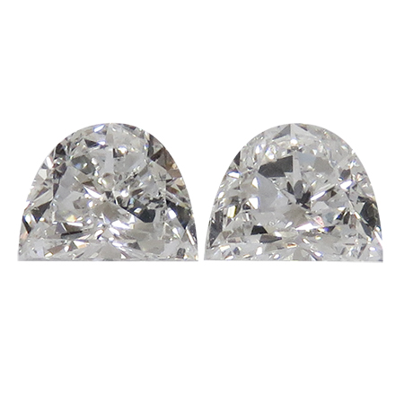 0.68 cttw Pair of Half Moon Natural Diamonds : E / VS1
