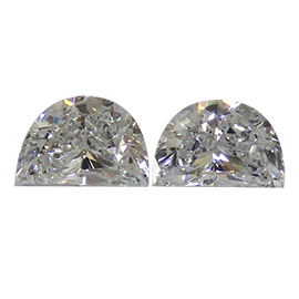 0.75 cttw Pair of Half Moon Natural Diamonds : F / SI1
