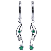 14K White Gold 0.50cttw Diamond & Emerald Earrings