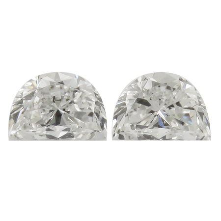 0.72 cttw Pair of Half Moon Natural Diamonds : F / VS2