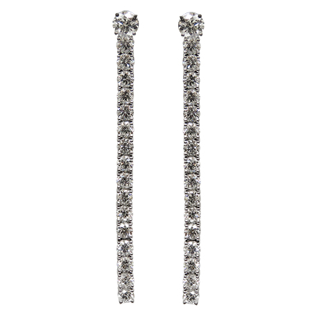 18K White Gold Drop Earrings : 3.00 cttw Diamonds