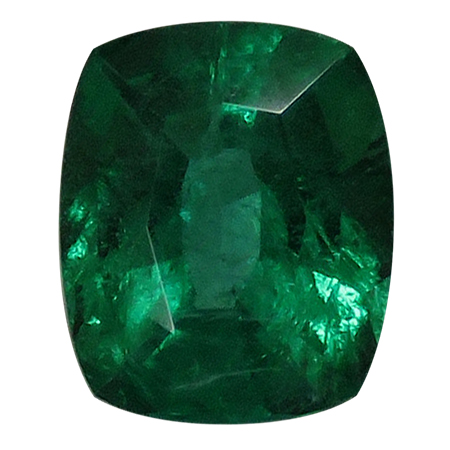 0.99 ct Cushion Cut Emerald : Rich Green