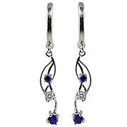 14K White Gold 0.50cttw Diamond & Blue Sapphire Earrings