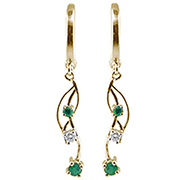 14K Yellow Gold 0.50cttw Diamond & Emerald Earrings