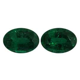 2.11 cttw Pair of Oval Emeralds : Deep Rich Green