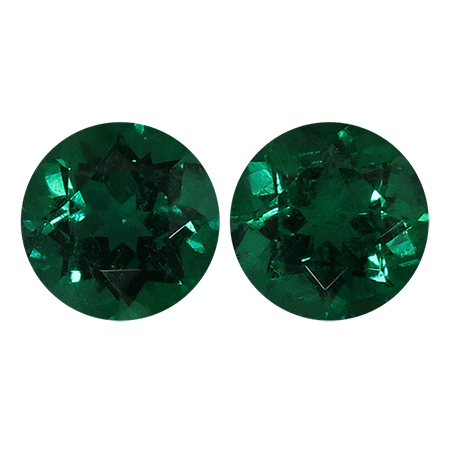 1.32 cttw Pair of Round Emeralds : Deep Rich Green