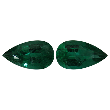 1.92 cttw Rich Green Pair of Pear Shape Natural Emeralds