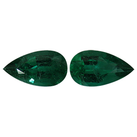 1.92 cttw Pair of Pear Shape Emeralds : Rich Green