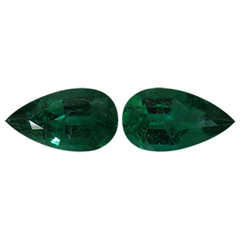 1.92 cttw Rich Green Pair of Pear Shape Natural Emeralds