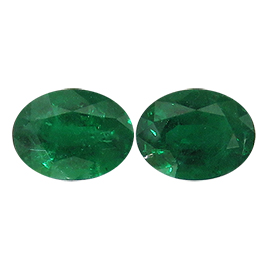 3.16 cttw Pair of Oval Emeralds : Deep Rich Green