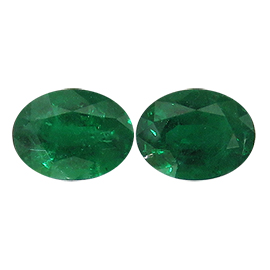 3.16 cttw Deep Rich Green Pair of Oval Natural Emeralds