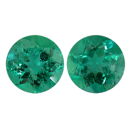 1.78 cttw Pair of Round Emeralds : Rich Green