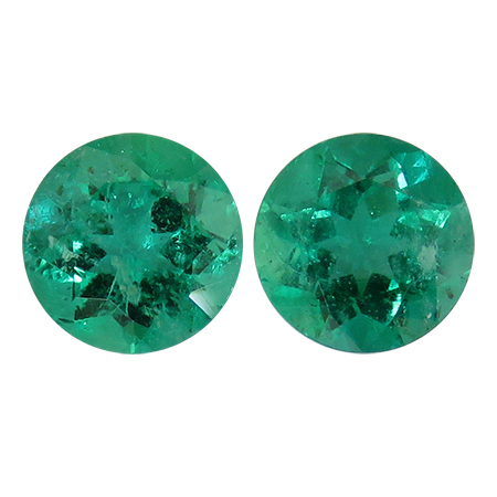 1.78 cttw Rich Green Pair of Round Natural Emeralds