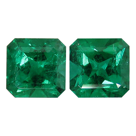 1.25 cttw Rich Green Pair of Natural Emerald Cut Natural Emeralds