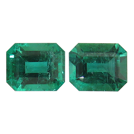4.25 cttw Rich Green Pair of Natural Emerald Cut Natural Emeralds