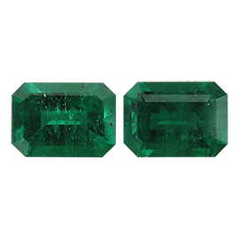 2.95 cttw Rich Green Pair of Natural Emerald Cut Natural Emeralds