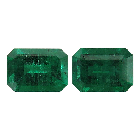 2.95 cttw Rich Green Pair of Natural Emerald Cut Natural Emeralds