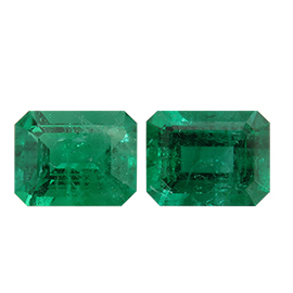 3.33 cttw Rich Green Pair of Natural Emerald Cut Natural Emeralds