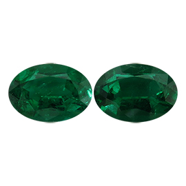 2.00 cttw Pair of Oval Emeralds : Rich Darkish Green