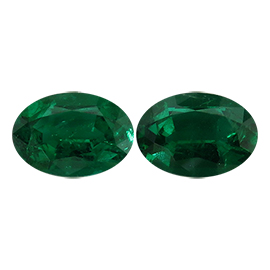 2.00 cttw Rich Darkish Green Pair of Oval Natural Emeralds