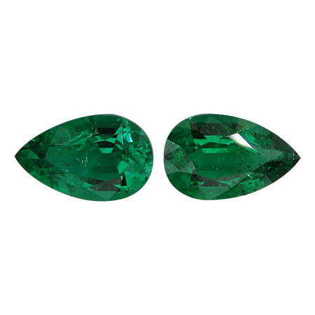 1.50 cttw Rich Darkish Green Pair of Pear Shape Natural Emeralds