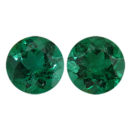 1.70 cttw Rich Green Pair of Round Natural Emeralds
