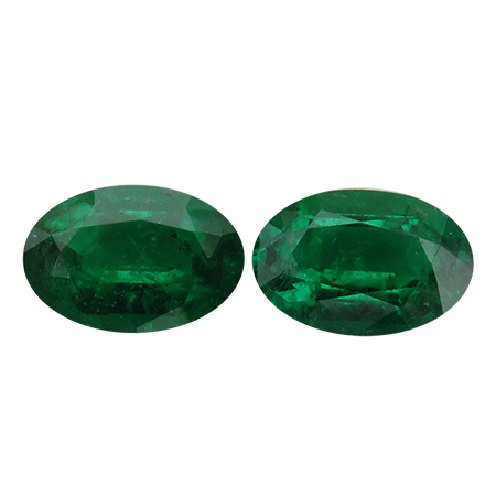 2.01 cttw Pair of Oval Emeralds : Deep Rich Green