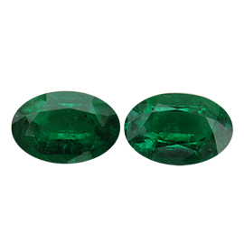2.01 cttw Deep Rich Green Pair of Oval Natural Emeralds