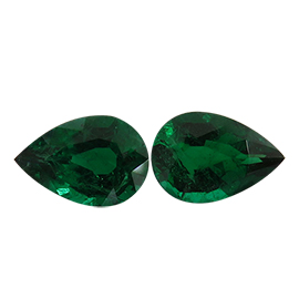 2.07 cttw Pair of Pear Shape Emeralds : Deep Rich Green