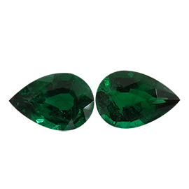 2.07 cttw Deep Rich Green Pair of Pear Shape Natural Emeralds