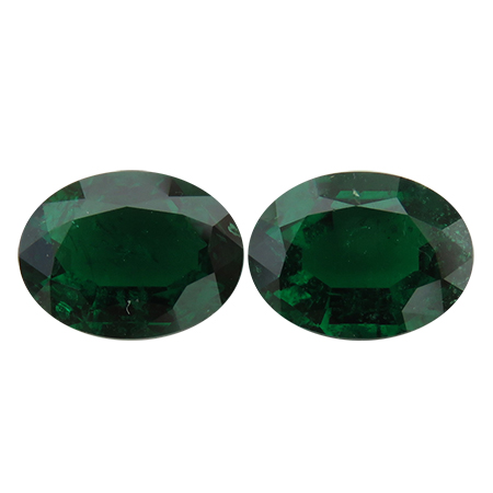 2.81 cttw Deep Green Pair of Oval Natural Emeralds